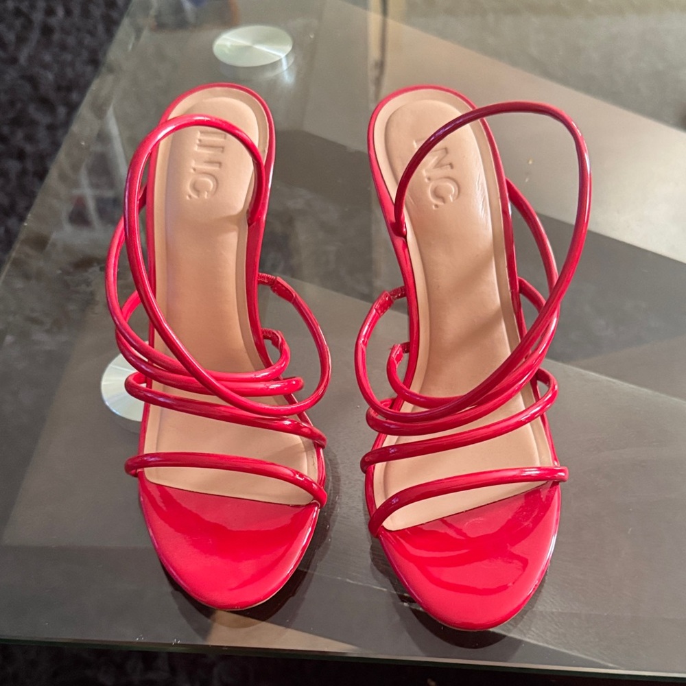 INC International Concepts Red Strappy High Heel Sandals